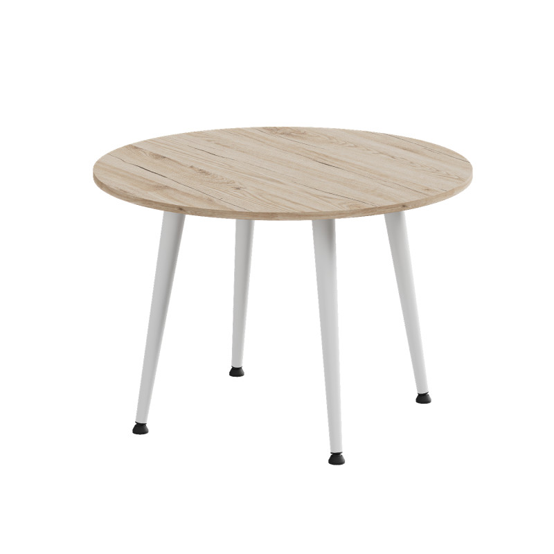 Стол журнальный круглый OPTIMA 2 ноги на конус Ferrum-decor 450x670x670 Белый металл ДСП Дуб Сан-Марино 16 мм (FRD-107478)