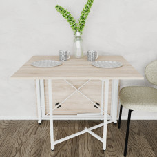 Стол обеденный трансформер книжка Орион Pro Ferrum-decor 75x152x90 Белый металл ДСП Дуб Сонома 16 мм (FRD-107408)