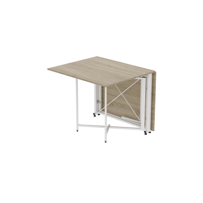 Стол обеденный трансформер книжка Орион Pro Ferrum-decor 75x152x90 Белый металл ДСП Дуб Сонома 16 мм (FRD-107408)