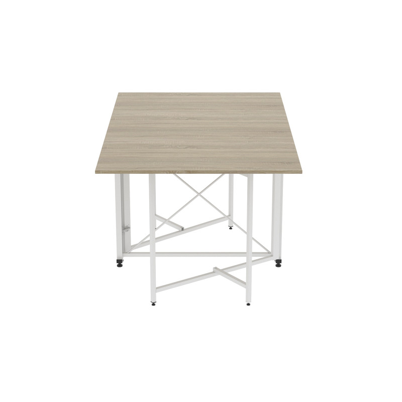 Стол обеденный трансформер книжка Орион Pro Ferrum-decor 75x152x90 Белый металл ДСП Дуб Сонома 16 мм (FRD-107408)