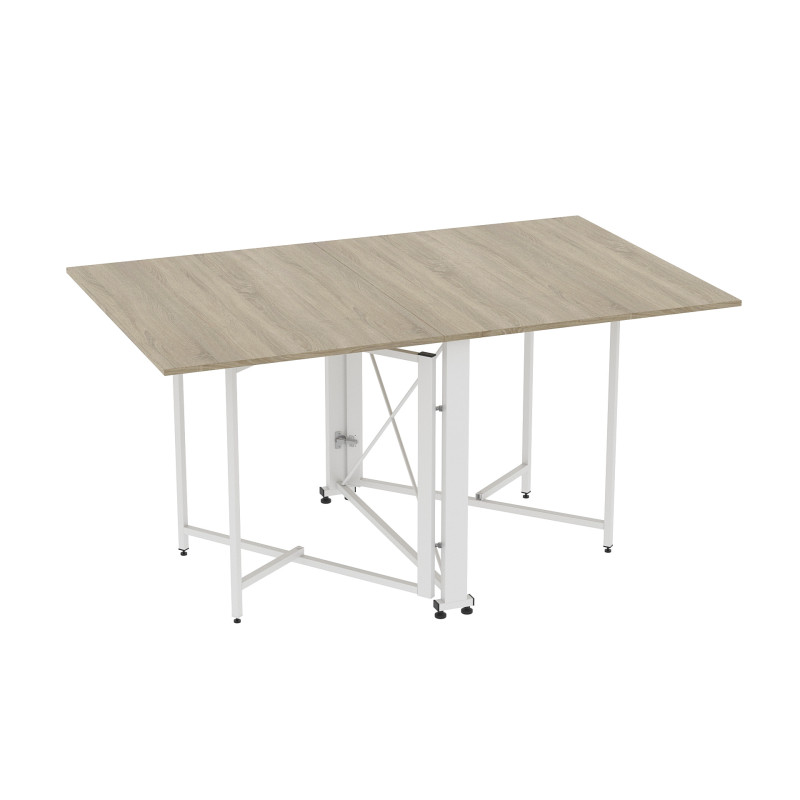 Стол обеденный трансформер книжка Орион Pro Ferrum-decor 75x152x90 Белый металл ДСП Дуб Сонома 16 мм (FRD-107408)