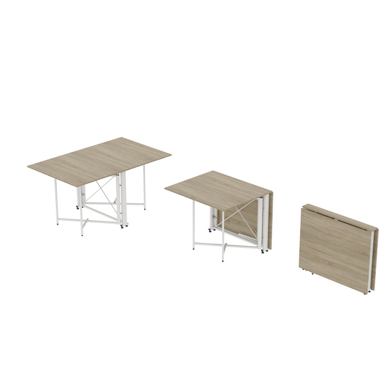 Стол обеденный трансформер книжка Орион Pro Ferrum-decor 75x152x90 Белый металл ДСП Дуб Сонома 16 мм (FRD-107408)