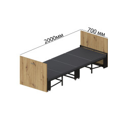 Ліжко трансформер ASCET 1 Ferrum-decor 650x2000x700 Чорний метал ДСП Дуб Артизан 16 мм (FRD-107328)