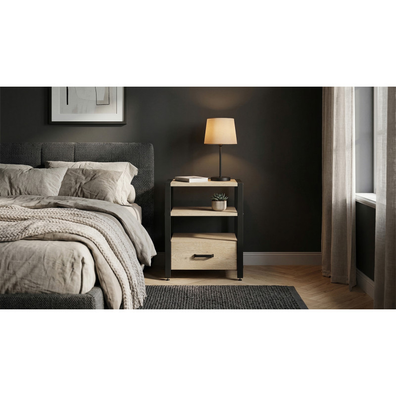 Тумба універсальна Ferrum-decor Вів'єн 1/1 50x41x40 чорний ДСП Дуб Кремона Торро 16 мм (FRD-107808)