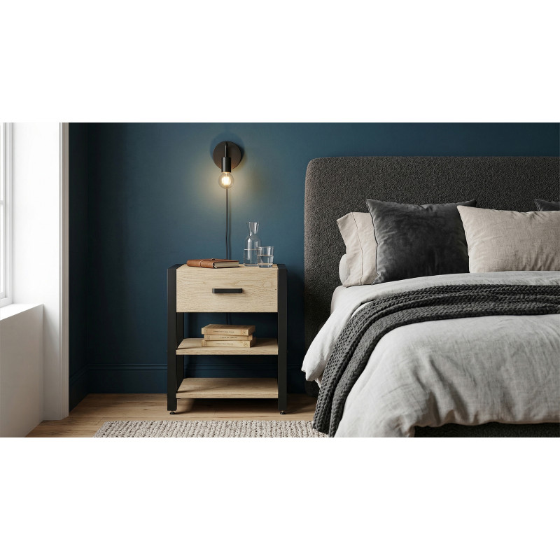 Тумба універсальна Ferrum-decor Вів'єн 1/2 50x41x40 чорний ДСП Дуб Кремона Торро 16 мм (FRD-107778)