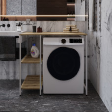 Стеллаж полка Бафрум 405 Ferrum-decor для стиральной машины 90x101x60,5 Белый металл ДСП Дуб Евок Прибрежный 16 мм (FRD-107619)