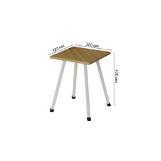 Табурет Ferrum-decor 430x320x320 Белый металл ДСП Дуб Артизан 16 мм (FRD-106919)
