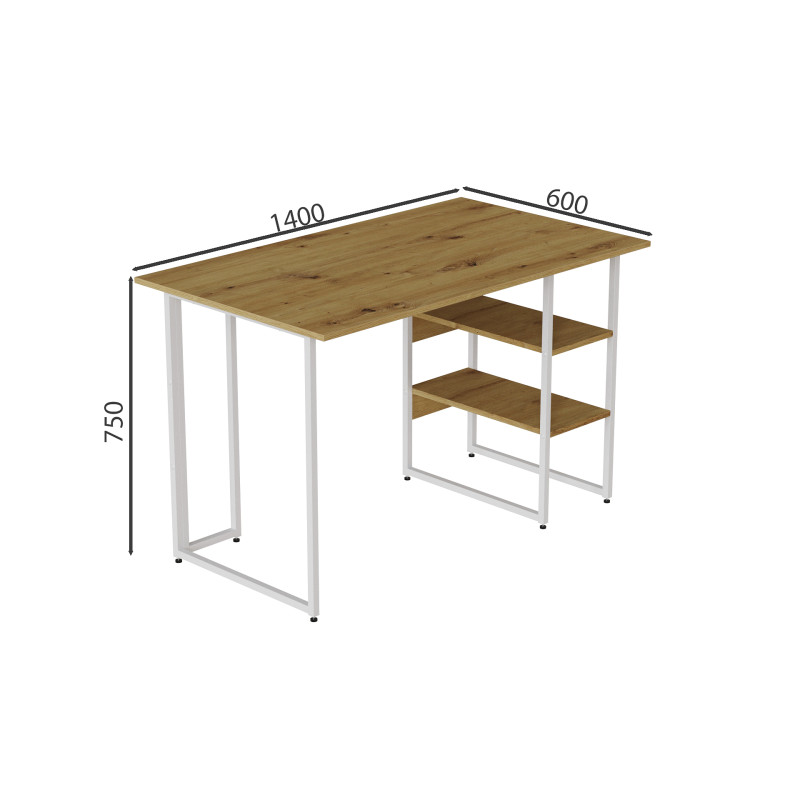 Компьютерный стол Ferrum-decor Кевин 75x140x60 белый ДСП Дуб Артизан 32мм (FRD-107229)