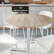 Стол круглый MARSI 4 870-4 ноги на конус Ferrum-decor 750x870x870 Белый металл ДСП Дуб Сонома 16 мм (FRD-107439)