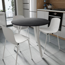 Стол круглый MARSI 3 870-3 Ferrum-decor 750x870x870 Белый металл ДСП Каштан Арвадонна 16 мм (FRD-107519)
