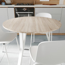 Стол круглый MARSI 3 870-3 Ferrum-decor 750x870x870 Белый металл ДСП Дуб Сонома 16 мм (FRD-107429)