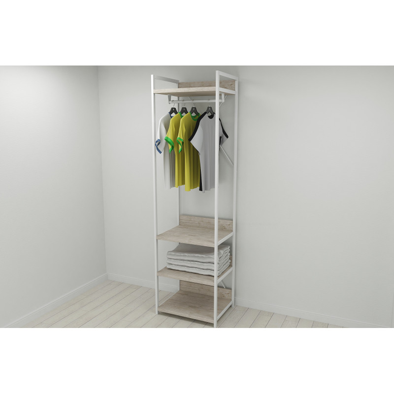 Шафа Гардероб Уні секція 3 серії Конект Ferrum-decor 220x60x50 см Білий метал ДСП Дуб Сан-Марино 32 мм (FRD-106889)