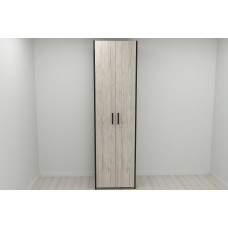Шафа Гардероб Уні секція 6 серії Конект Ferrum-decor 220x60x50 см Чорний метал ДСП Дуб Сан-Марино 16 мм (FRD-106909)