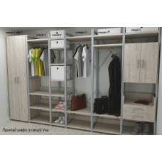 Шафа Гардероб Уні секція 4 серії Конект Ferrum-decor 220x40x50 см Сірий метал ДСП Дуб Сан-Марино 32 мм (FRD-106899)