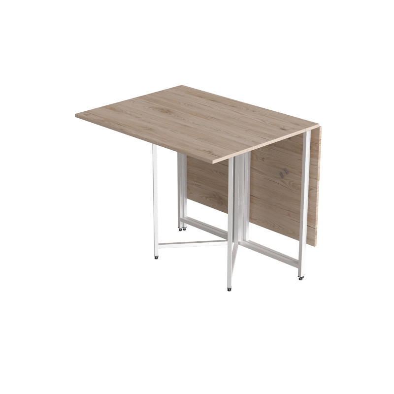 Стол раскладной трансформер книжка Морис 3 Ferrum-decor 75x130x90 Белый металл ДСП Дуб Сан-Марино 16 мм (FRD-107419)