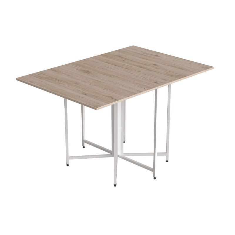 Стол раскладной трансформер книжка Морис 3 Ferrum-decor 75x130x90 Белый металл ДСП Дуб Сан-Марино 16 мм (FRD-107419)