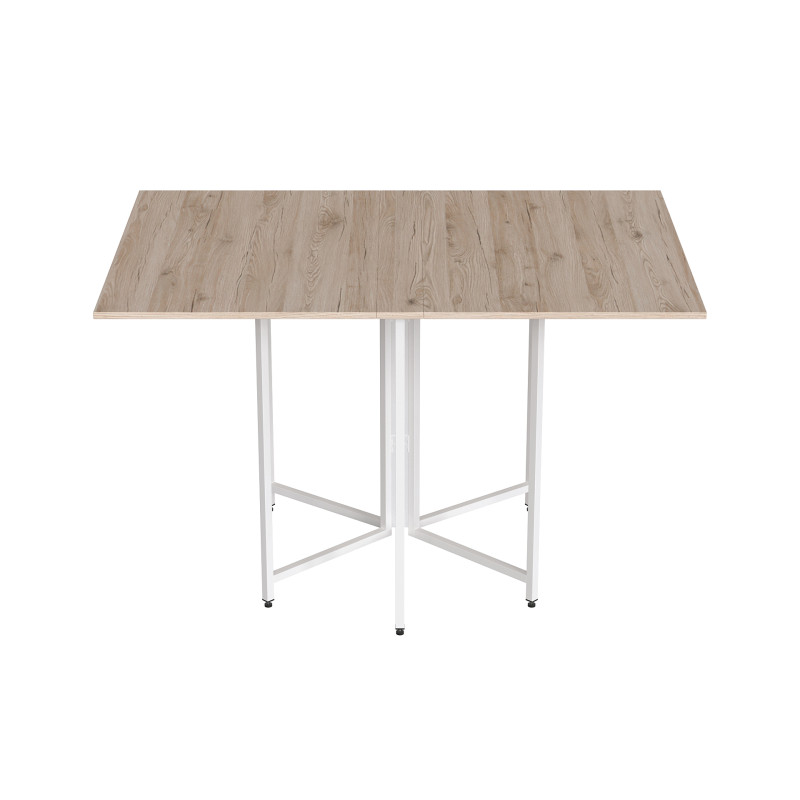 Стол раскладной трансформер книжка Морис 3 Ferrum-decor 75x130x90 Белый металл ДСП Дуб Сан-Марино 16 мм (FRD-107419)