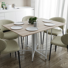 Стол раскладной трансформер книжка Морис 3 Ferrum-decor 75x130x90 Белый металл ДСП Дуб Сан-Марино 16 мм (FRD-107419)