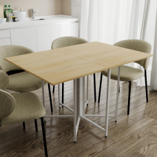 Стол раскладной трансформер книжка Морис 3 Ferrum-decor 75x130x90 Белый металл ДСП Дуб Кремона Торро 16 мм (FRD-107509)