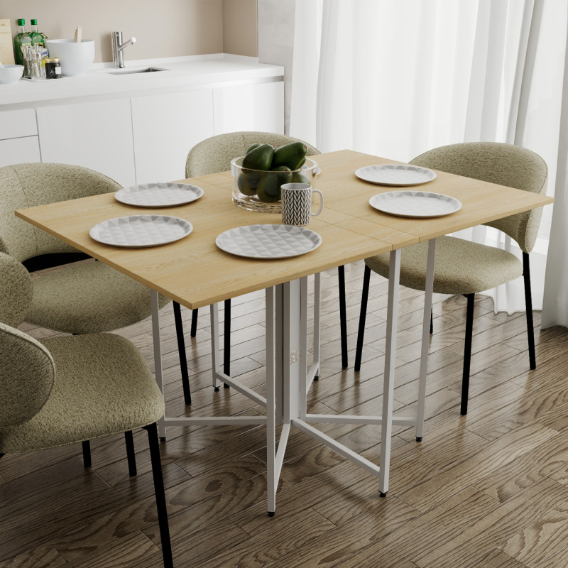 Стол раскладной трансформер книжка Морис 3 Ferrum-decor 75x130x90 Белый металл ДСП Дуб Кремона Торро 16 мм (FRD-107509)