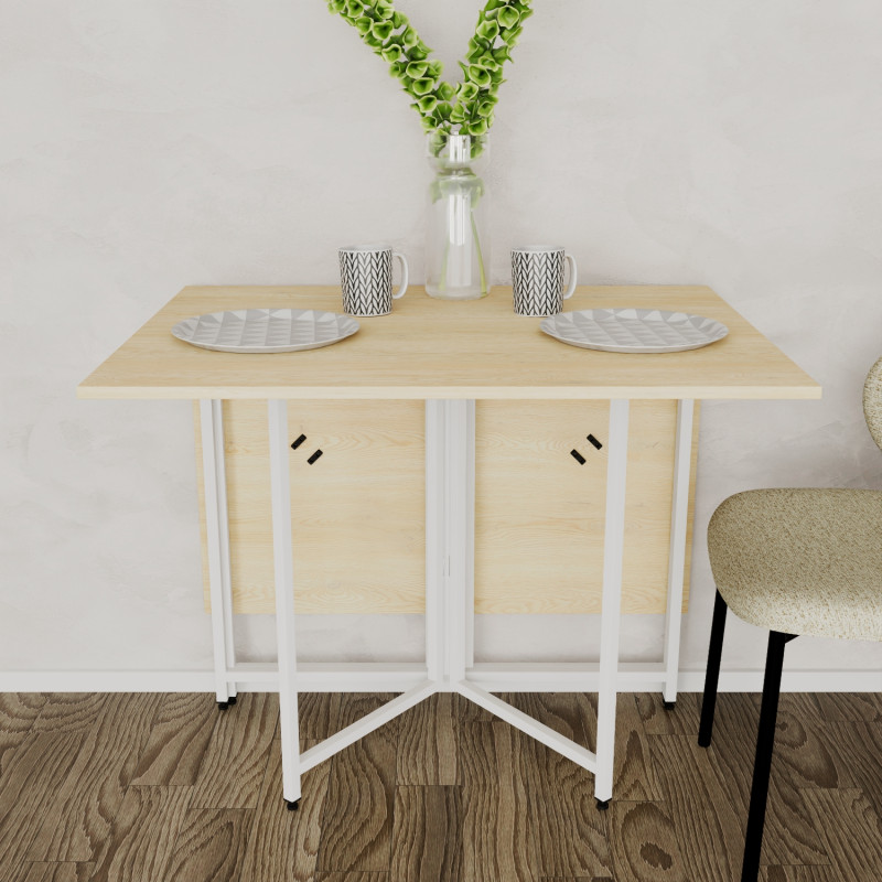 Стол раскладной трансформер книжка Морис 3 Ferrum-decor 75x130x90 Белый металл ДСП Дуб Кремона Торро 16 мм (FRD-107509)