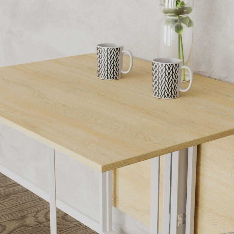 Стол раскладной трансформер книжка Морис 3 Ferrum-decor 75x130x90 Белый металл ДСП Дуб Кремона Торро 16 мм (FRD-107509)
