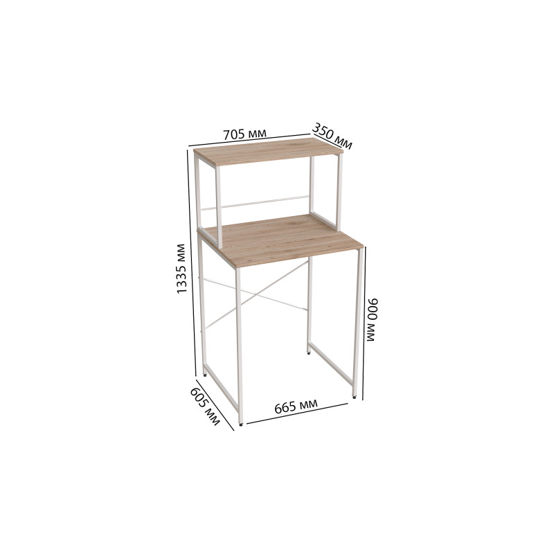 Стеллаж полка Бафрум 402 Ferrum-decor для стиральной машины 133,5x70,5x60,5 Белый металл ДСП Дуб Сан-Марино 16 мм (FRD-107369)