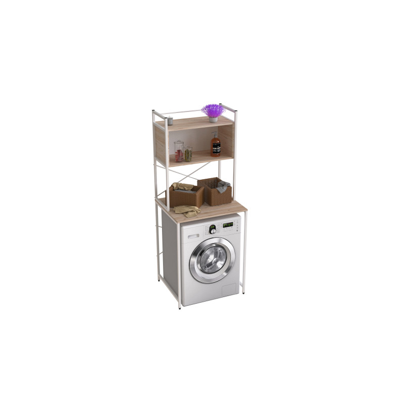 Стеллаж полка Бафрум 403 Ferrum-decor для стиральной машины 178x70,5x60,5 Белый металл ДСП Дуб Сан-Марино 16 мм (FRD-107379)