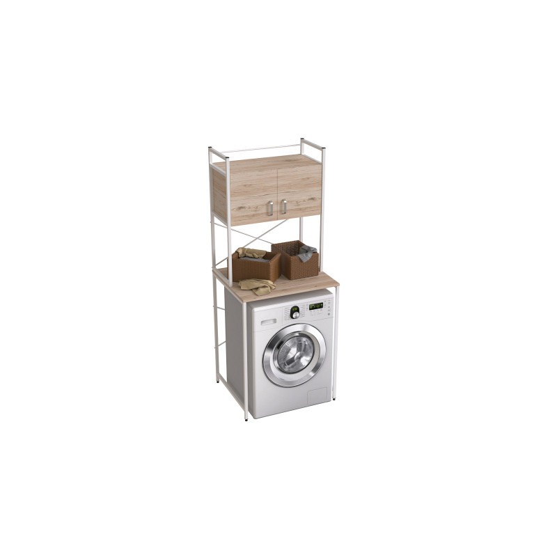 Стеллаж полка Бафрум 404 Ferrum-decor для стиральной машины 178x70,5x60,5 Белый металл ДСП Дуб Сан-Марино 16 мм (FRD-107389)