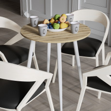 Стол круглый OPTIMA 4 ноги на конус Ferrum-decor 750x670x670 Белый металл ДСП Дуб Евок Прибрежный 16 мм (FRD-107569)