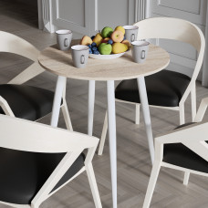 Стол круглый OPTIMA 4 ноги на конус Ferrum-decor 750x670x670 Белый металл ДСП Дуб Сонома 16 мм (FRD-107459)