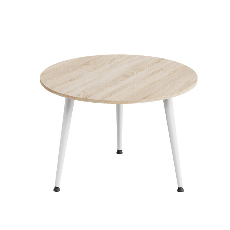 Стол журнальный круглый OPTIMA 1 ноги на конус Ferrum-decor 450x670x670 Белый металл ДСП Дуб Сонома 16 мм (FRD-107469)