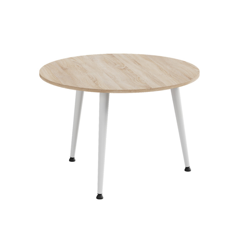Стол журнальный круглый OPTIMA 1 ноги на конус Ferrum-decor 450x670x670 Белый металл ДСП Дуб Сонома 16 мм (FRD-107469)