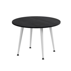 Стол журнальный круглый OPTIMA 2 ноги на конус Ferrum-decor 450x670x670 Белый металл ДСП Каштан Арвадонна 16 мм (FRD-107549)