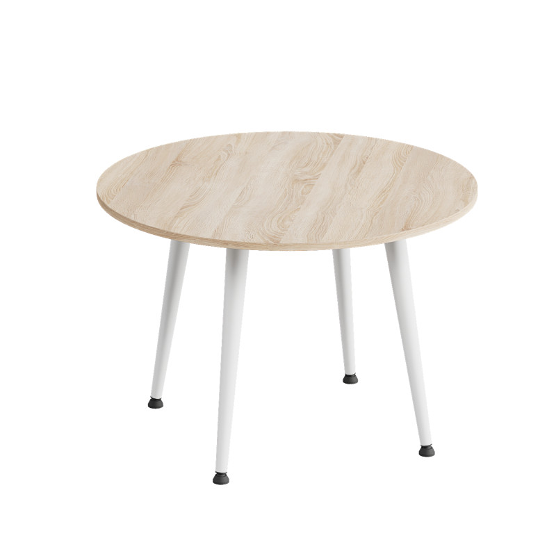 Стол журнальный круглый OPTIMA 2 ноги на конус Ferrum-decor 450x670x670 Белый металл ДСП Дуб Сонома 16 мм (FRD-107479)