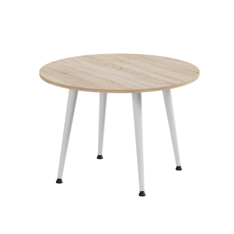 Стол журнальный круглый OPTIMA 2 ноги на конус Ferrum-decor 450x670x670 Белый металл ДСП Дуб Сонома 16 мм (FRD-107479)