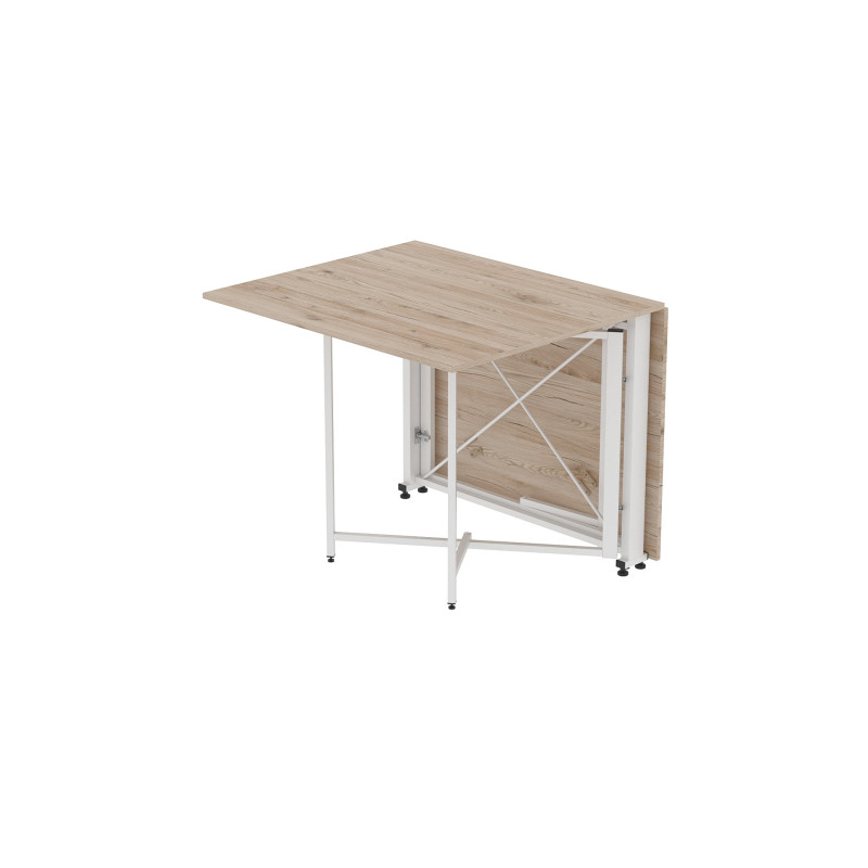 Стол обеденный трансформер книжка Орион Pro Ferrum-decor 75x152x90 Белый металл ДСП Дуб Сан-Марино 16 мм (FRD-107409)