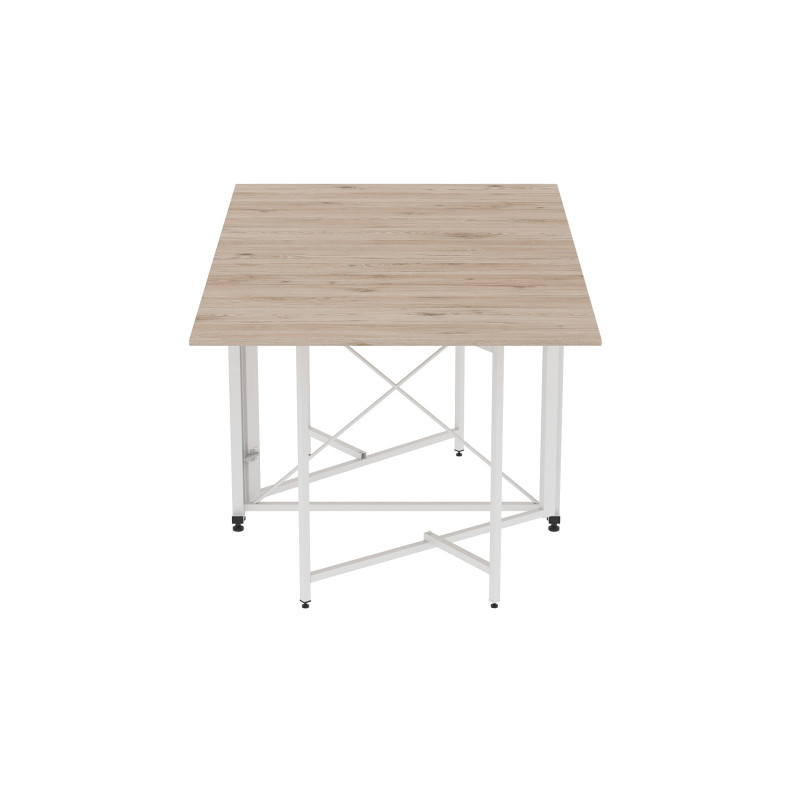 Стол обеденный трансформер книжка Орион Pro Ferrum-decor 75x152x90 Белый металл ДСП Дуб Сан-Марино 16 мм (FRD-107409)