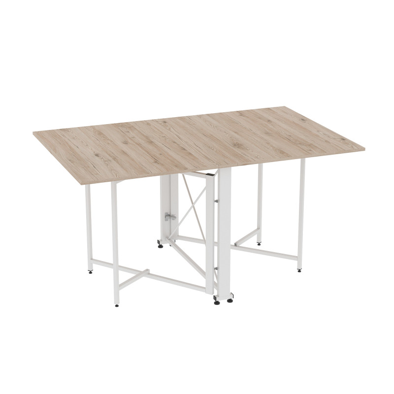 Стол обеденный трансформер книжка Орион Pro Ferrum-decor 75x152x90 Белый металл ДСП Дуб Сан-Марино 16 мм (FRD-107409)