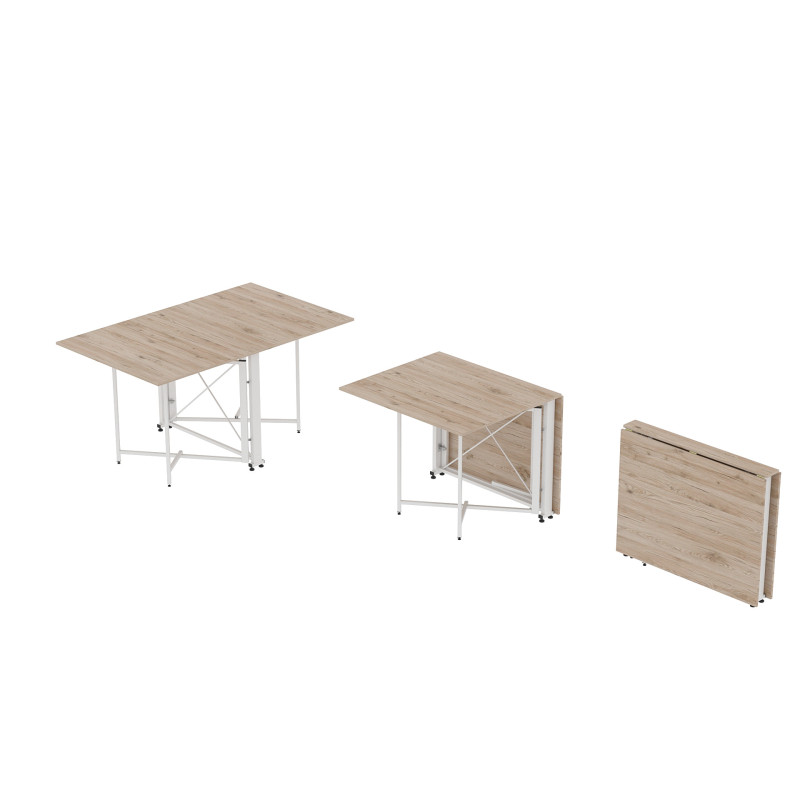 Стол обеденный трансформер книжка Орион Pro Ferrum-decor 75x152x90 Белый металл ДСП Дуб Сан-Марино 16 мм (FRD-107409)