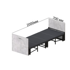 Ліжко трансформер ASCET 1 Ferrum-decor 650x2000x700 Чорний метал ДСП Бетон 16 мм (FRD-107329)