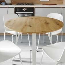 Стол круглый MARSI 4 870-4 ноги на конус Ferrum-decor 750x870x870 Белый металл ДСП Дуб Артизан 16 мм (FRD-107440)