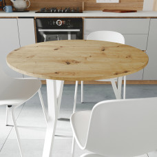 Стол круглый MARSI 3 870-3 Ferrum-decor 750x870x870 Белый металл ДСП Дуб Артизан 16 мм (FRD-107430)