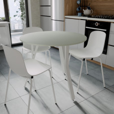 Стол круглый MARSI 3 870-3 Ferrum-decor 750x870x870 Белый металл ДСП Кашемир 16 мм (FRD-107520)
