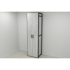 Шафа Гардероб Уні секція 6 серії Конект Ferrum-decor 220x60x50 см Чорний метал ДСП Бетон 16 мм (FRD-106910)
