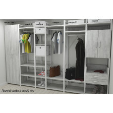 Шафа Гардероб Уні секція 3 серії Конект Ferrum-decor 220x60x50 см Білий метал ДСП Бетон 32 мм (FRD-106890)
