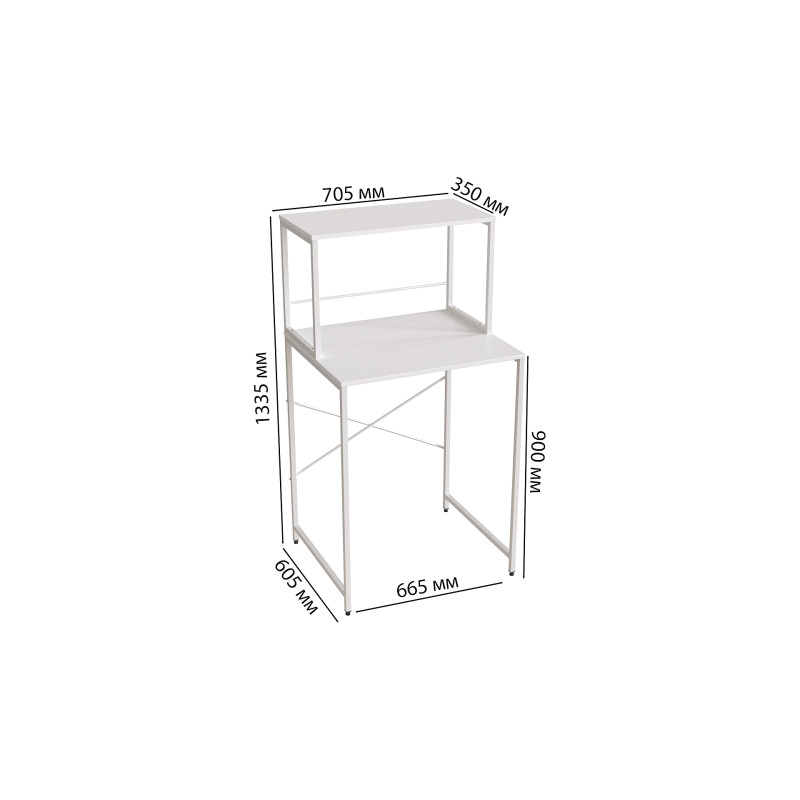 Стеллаж полка Бафрум 402 Ferrum-decor для стиральной машины 133,5x70,5x60,5 Белый металл ДСП Белый 16 мм (FRD-107370)