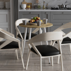 Стол круглый OPTIMA 4 ноги на конус Ferrum-decor 750x670x670 Белый металл ДСП Дуб Артизан 16 мм (FRD-107460)