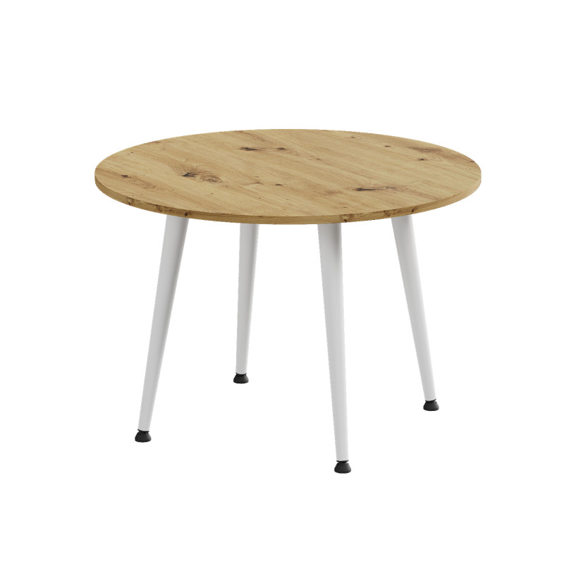 Стол журнальный круглый OPTIMA 2 ноги на конус Ferrum-decor 450x670x670 Белый металл ДСП Дуб Артизан 16 мм (FRD-107480)