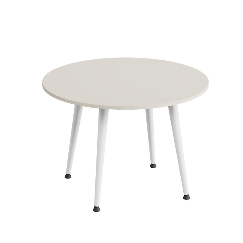 Стол журнальный круглый OPTIMA 2 ноги на конус Ferrum-decor 450x670x670 Белый металл ДСП Кашемир 16 мм (FRD-107550)